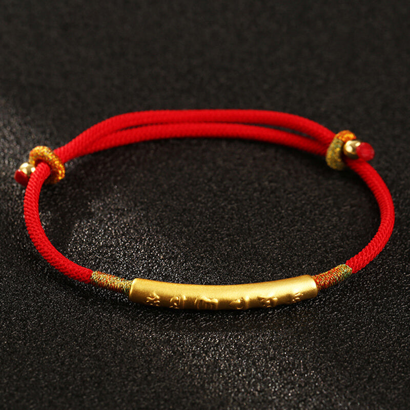 The Great Mantra Tibetan Red String Bracelet- Buddhist Lucky Charm