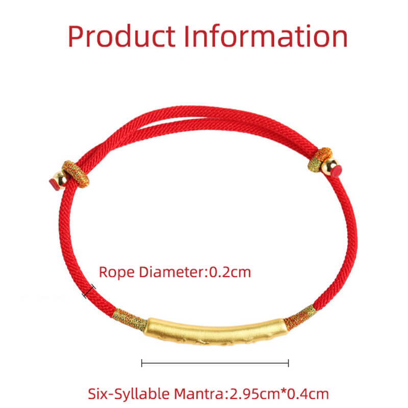 The Great Mantra Tibetan Red String Bracelet- Buddhist Lucky Charm