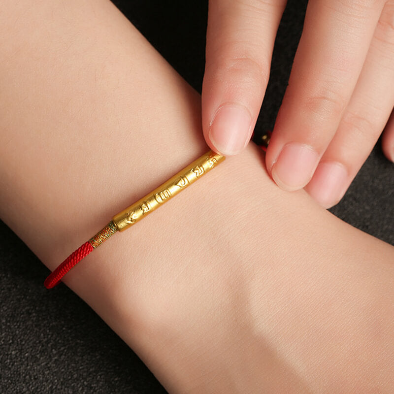 The Great Mantra Tibetan Red String Bracelet- Buddhist Lucky Charm