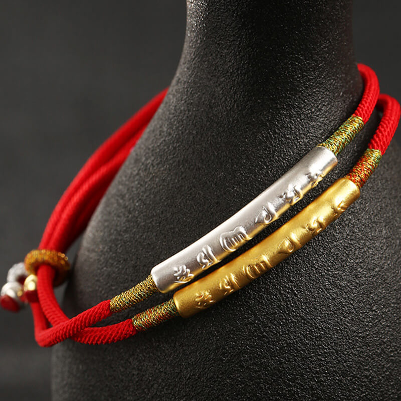 The Great Mantra Tibetan Red String Bracelet- Buddhist Lucky Charm