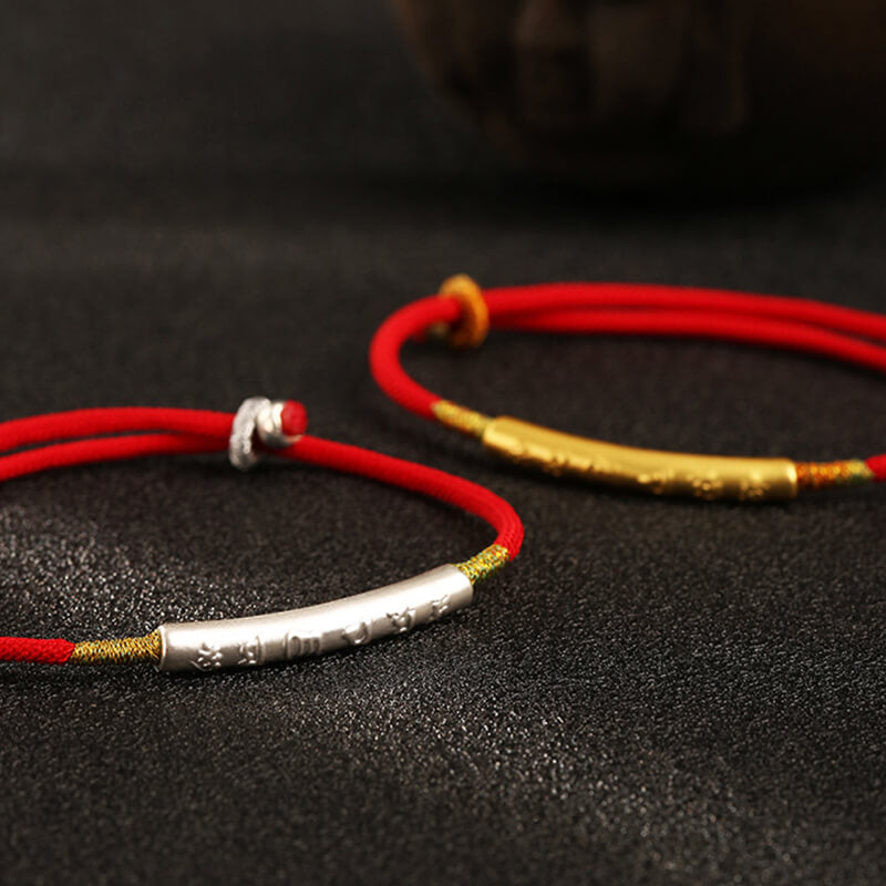 The Great Mantra Tibetan Red String Bracelet- Buddhist Lucky Charm