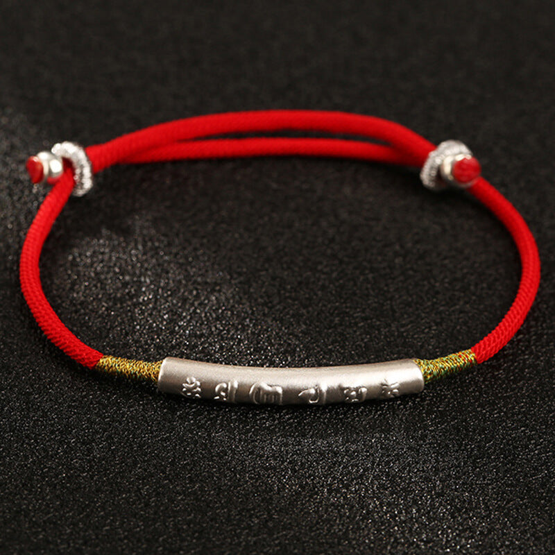 The Great Mantra Tibetan Red String Bracelet- Buddhist Lucky Charm